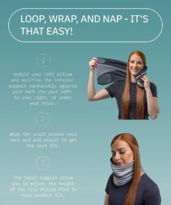 trtl Pillow Plus, Travel Pillow - Fully Adjustable Neck Pillow for Airplane Travel, Car, Bus and Rail. (Charcoal) Includes Water Proof Carry Bag and Setup Guide Travel Accessories Charcoal 13 71m5iQre1dL