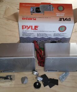Pyle 3-Way Waterproof Marine Box Speakers - 3.5" 200 Watt Dual Indoor Outdoor Speaker System - Weatherproof/Waterproof Outdoor Speaker - Home, Boat, Pool, Patio Indoor Outdoor Use PLMR24S (Silver) Silver 26 71m5ku11bmL