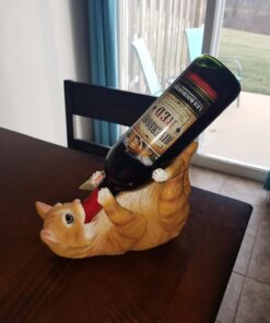 Decorative Tabby Kitty Cat Wine Bottle Holder Sculpture for Whimsical Tabletop Wine Racks and Stands or Animal Statues & Kitten Figurines As Birthday Gifts for Cat Lovers by Home-n-Gifts 13 71m5udu5OL