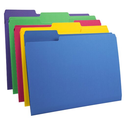 Amazon Basics File Folders, Letter Size, Heavyweight 1/3-Cut Tab Assorted Colors, 50-Pack Assorted Color