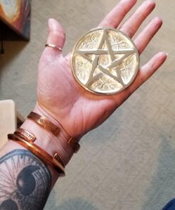 New Age Imports, Inc. - Pentagram Altar Tile Solid Brass with Silver Plating 3-Inches Diameter. 29 71m7GiemtOL