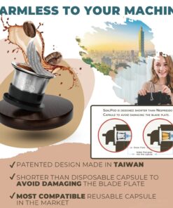Alternative view of SEAL POD Refillable Coffee Capsules – Stainless Steel Reusable Capsules Compatible with Nespresso Line Coffee Machines- Eco-Friendly Refillable Pods – Pack of 1 Coffee Pod, 100 Lids 1 Pod, 1 Cover, 100 Lids