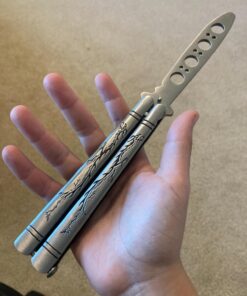 Yuzlder Practice Butterfly Knife, Stainless Steel Balisong Trainer Unsharpened Blade with Spring Latch, Smooth Action Butterfly Knife Trainer 17 71m9JYrz8L
