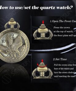 SIBOSUN Pocket Watch Chain Quartz Movement Arabic Numerals Half Hunter Smooth Back Case Bronze Vintage Box 1 Eagle 9 71m9biaXWpL