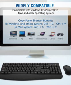 Wireless Keyboard and Mouse Combo, Full-Sized 2.4GHz Wireless Keyboard with Comfortable Palm Rest and Optical Wireless Mouse for Windows, Mac OS PC/Desktops/Computer/Laptops Black 35 71m9jANmV7L