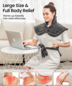 RENPHO Weighted Heating Pad for Back Pain Relief, FSA HSA Eligible, Electric Heat Pads for Neck and Shoulders, Fast-Heating, Auto Shut Off, Christmas Gifts for Women Men Mom Dad, ETL Certified, Gray A-gray-24"x33'' 27 71m9wxi4 rL
