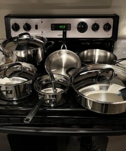 KitchenAid 5-Ply Clad Stainless Steel Cookware Pots and Pans Set, 10 Piece, Polished Stainless 28 71mAdeMP8TL