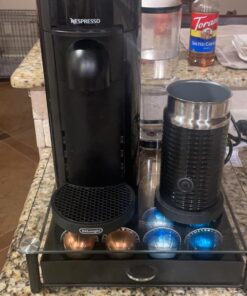 DecoBrothers Crystal Tempered Glass Vertuo Pod Holder Drawer, 24 Large or 48 Small Nespresso Capsule Organizer 48 pcs Capacity Black 32 71mBPvEpNL