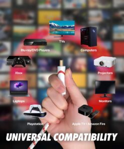 HDMI Cable 25 ft - 4K Resolution UHD 2.0b Ready - Supports Ethernet HDR Video Ultra HD Bandwidth 18Gbps - Audio Return Channel - 25 Feet (7.6 Meters) High Speed HDMI Cable 25FT 1 12 71mBjHI90iL 1