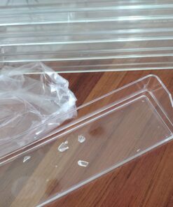 STORi SimpleSort 6-Piece Stackable Clear Drawer Organizer Set | 12" x 3" x 2" Rectangle Trays | Narrow Makeup Vanity Storage Bins and Office Desk Drawer Dividers | Made in USA 12x3x2" (Set of 6) 30 71mCRhYVMyL