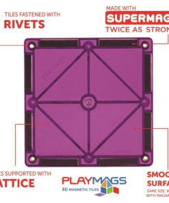 Playmags Magnetic Tiles, 30-Piece Magnet Squares Expansion Set, Construction Building Blocks, Starter Set for Kids Ages 3+ 14 71mCZUTgNBL