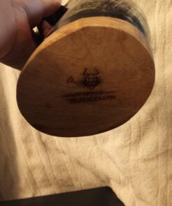 Norse Tradesman XL Viking Drinking Horn Mug - 100% Authentic Beer Horn Tankard With Hardwood Bottom & Ring Engravings | The Eternal, Low Polish, approx. 30 oz 35 71mDZTFP1gL 2