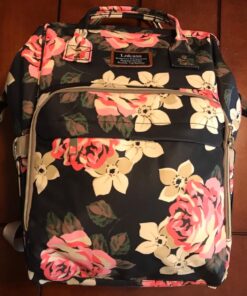Srotek Diaper Bag Backpack Floral Baby Bag Water-Resistant Baby Nappy Bag with Insulated Water Bottle Bag/Changing Pad for Women/Girls/Mum (Flower Pattern) 37 71mEJCl182L