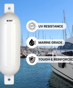 Leader Accessories Ribbed Twin Eyes Boat Fender Bumper Pack of 4 Includes 3/8'' Fender Lines and Pump to Inflate White 6.5*23 inch 13 71mEf4HX8YL