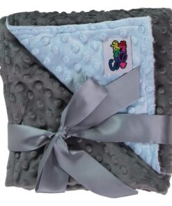 Alternative view of Reversible Unisex Children's Soft Baby Blanket Minky Dot (Light Blue/Grey) Light Blue/Grey