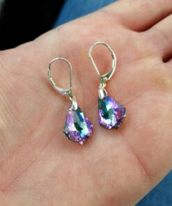 Vitrial Light Purple Sterling Silver Leverback Dangle Earrings made with Austrian 9 71mEkSfil7L