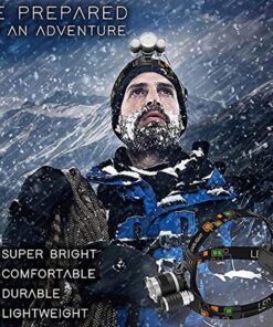 AUERVO Rechargeable LED Headlamp, 10000 Lumens Bright Headlight, Portable Waterproof Flashlight Kit with Rechargeable Batteries for Night Hunting Fishing Camping Black 19 71mFVJwuD4L