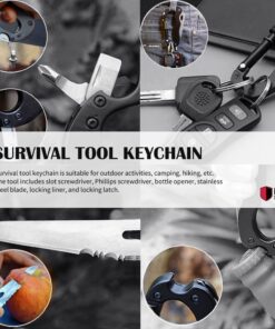 Alternative view of RED SHIELD 5-in-1 Survival Tool Keychain. Multitool Includes Slotted & Phillips Screwdriver, Bottle Opener, Blade Carabiner Aluminum Frame, Stainless Steel Locking Liner & Latch. Hang Keys.