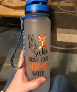LEADO 32oz 1Liter Motivational Tracking Water Bottle with Times to Drink - for Fox Sake Drink Your Effing Water - Funny Birthday, Christmas Gifts for Women, Best Friend, Mom, Sister, Coworker Blue / White 32 71mGV4LJTDL