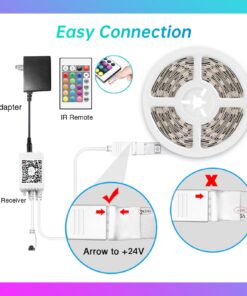 TJOY 50ft Bluetooth LED Strip Lights, Music Sync 5050 LED Light Strip RGB Color Changing LED Lights Strip with Phone Remote, LED Lights for Bedroom Kitchen TV Party TIKTOK DIY (APP+Remote +Mic) 24 71mH0yvFtsL