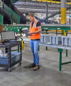 Rubbermaid Commercial Products 2-Shelf Utility/Service Cart, Medium, Lipped Shelves, Ergonomic Handle, 500 Lbs Capacity, for Warehouse/Garage/Cleaning/Manufacturing (FG452088BlA) Black 44 71mHa02CML