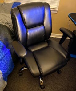 Flash Furniture HERCULES Series Big & Tall 400 lb. Rated Black LeatherSoft Ergonomic Task Office Chair with Chrome Base and Adjustable Arms 1 38 71mHmPHh JL