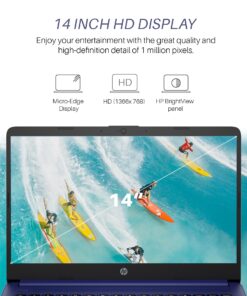 HP Stream 14 inch Laptop for Student and Business, Intel Quad-Core Processor, 16GB RAM, 320GB Storage (64GB eMMC + 256GB Card), 1-Year Office 365, Webcam, 12H Long Battery Life, Wi-Fi, Win11 H in S Indigo Blue 16GB RAM | 320GB Storage 10 71mHnTurMuL 1