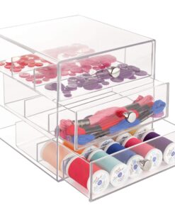 iDesign Plastic Divided 3-Drawer Vanity & Countertop Organizer – 7" x 6.5" x 6.5”, Clear 3 Drawer 33 71mJuoz12jL