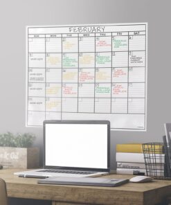 Dry Erase Laminated Jumbo Wall Calendar, Huge 24-inch by36-Inch Size, Monthly Planner for Home Office, Classroom, Large Date Boxes, Reusable Film, Never Folded, Includes 5 Markers, 8 Tacks. I Eraser White 24 x 36 - 1 month 23 71mK0kQQycL