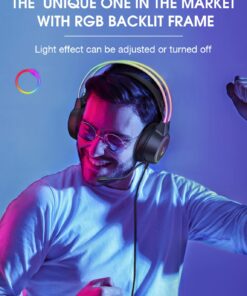 Alternative view of SIMGAL Gaming Headset with Mic, 3.5mm Lightweight Headphones with RGB Aluminum Frame, Surround Sound, Compatible with PS4 PS5 Xbox One(Adapter Not Included) PC Mobile Phone (Black Without Antler) Black without Antler