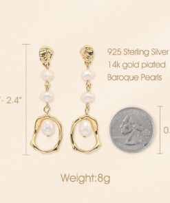 Baroque Pearl Drop 14K Gold Statement Dangle Earrings for Women Modern Irregular Pearl 20 71mKIfmpicL