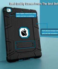 Rantice iPad 6th Generation Cases, iPad 5th Generation Case, iPad Air 2 Case, iPad 9.7 Case, Shockproof Rugged Drop Protection Cover Built with Kickstand for iPad 9.7'' A1893/A1954/A1822/A1823 Black+Dark blue 25 71mLc3bH7QL