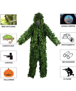 HYOUT Hooded Ghillie Suit Camo Suit Woodland and Forest Design Army Sniper Military 3D Green Leaf Clothing for Jungle Hunting Shooting Airsoft Wildlife Party 11 71mMqMAxF1L