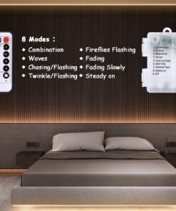 echosari Battery Powered Led Strip Lights with Remote Warm White, 8 Modes, Dimmable, Timer, Self-Adhesive, Cuttable, Waterproof, 9.8FT 90Led Strip Lights for TV Kitchen Cupboard Bedroom Decor 26 71mNeCEjuHL