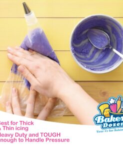 Bakers dozen Premium Piping Bags 12" with Extra Tickness | 100 Disposable Pastry Bags with 1 Coupler and 2 Ties | Kitchen Icing Bags | Cake Decoration Piping Bags | Anti-Burst and Non-slip Piping Bag 12 IN 100 Pastry Bags Pieces 36 71mNhFpktL