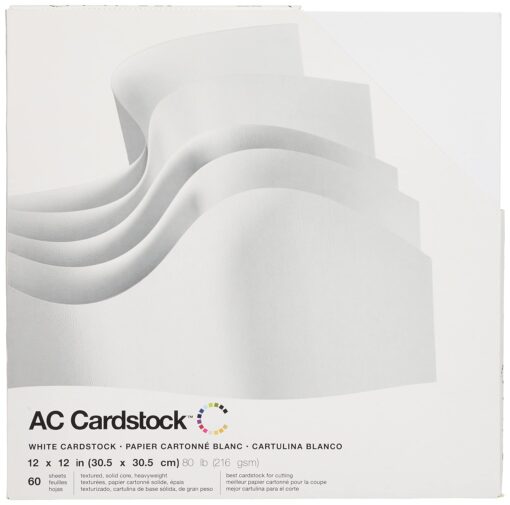 12 x 12-inch White AC Cardstock Pack by American Crafts | Includes 60 sheets of heavy weight, textured white cardstock