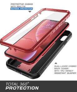 SUPCASE Unicorn Beetle Pro Series Case Designed for iPhone XR, with Built-in Screen Protector Full-Body Rugged Holster Case for iPhone XR 6.1 Inch (2018 Release) (MetallicRed) MetallicRed 34 71mOePhH3WL