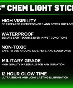 Alternative view of Green Glow Sticks Emergency Chem Lights (6", 25 Pack) Military Grade 12 Hour Bulk Tactical Light Sticks for Survival Gear, Camping, Power Outages 25pk Green