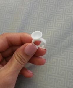 100PCS Disposable Plastic Nail Art Tattoo Glue Rings Holder Eyelash Extension Rings Adhesive Pigment Holders Finger Hand Beauty Tools (White) 100 Count (Pack of 1) White 30 71mPwCWkZSL