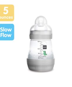 MAM Easy Start Anti-Colic Bottle, 5 oz (1-Count), Newborn Essentials, Slow Flow Bottles with Silicone Nipple, Unisex Baby Bottles, White 1 Count (Pack of 1) 20 71mRAONwnhL