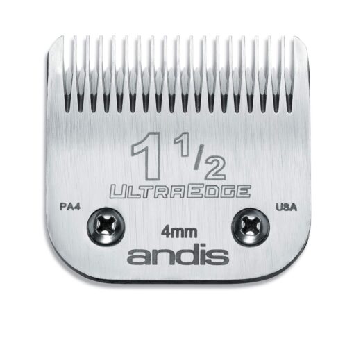 Andis – 64077, Ultra Edge Carbon-Infused Steel Detachable Clipper Blade - Chrome Finish Resists Rust with Extends Edge Life, Compatible All Andis Series - Size 1-1/2, 5/32-Inch Cut Length, Silver Size 1-1/2 (4mm)