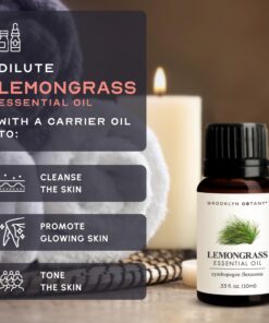 Brooklyn Botany Lemongrass Essential Oil – 100% Pure and Natural Therapeutic Grade Essential Oil - Lemongrass Oil for Aromatherapy and Diffuser – 0.33 Fl Oz 0.33 Fl Oz (Pack of 1) 25 71mTg40qsKL