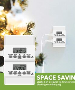 BN-LINK Digital Timer Outlet Indoor,24 Hour Light Timer Easy Programmable,Mini 2 Prong Plug in Timers for Electrical Outlets,Lamps,Fans,2 On/Off Programs,2 Pack,15A/1875W 14 71mUy1rPd2L