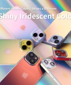 Alternative view of Dosanlues Iridescent Holographic Phone case for iPhone 13, [10FT Drop Protection] Translucent Matte Hard PC Back with Soft Silicone Edge Slim Protective for iPhone 13 Case 6.1"