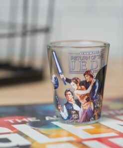 Silver Buffalo Star Wars Original Trilogy: A New Hope, Empire Strikes Back, Return of the Jedi - 4 Pack Mini Glasses Featuring Yoda, Luke, Darth Vader, Han Solo, Chewbacca, Princess Leia, Ewok, 1.5oz 1.5oz Original Trilogy 26 71mWHN7zJJS