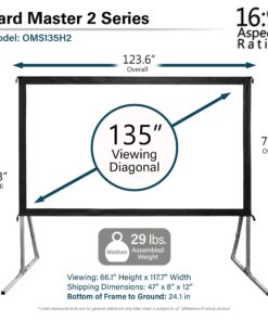 Elite Screens Yard Master 2, 135-INCH Outdoor Projector Screen with Stand 16:9, 8K 4K Ultra HD Fast Fold Portable Movie Screen Foldable Easy Snap On Cinema Theater, OMS135H2 16:9 Aspect Ratio Front Projection 34 71mWUOY06L