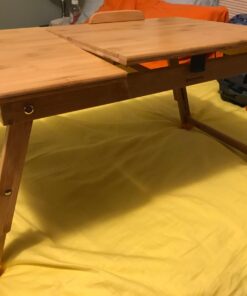 Laptop Desk Nnewvante Table Adjustable Bamboo Foldable Breakfast Serving Bed Tray w' Tilting Top Drawer 21.6" 55 71mXCYvfhBL
