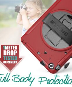 iPad Mini Case, iPad Mini 2 Case, iPad Mini 3 Case, BATYUE Rugged Shockproof Protective Case with 360 Degrees Rotatable Kickstand/Leather Hand Strap for Apple iPad Mini 1st/2nd/3rd Generation (Red) iPad Mini 3rd/2nd/1st Gen 7.9“ Leather Hand Strap (Red) 12 71mYHYvrs7L