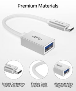 Syntech USB C to USB Adapter, 2 Pack USB C to USB3 Adapter,USB Type C to USB,Thunderbolt 3 to USB Female Adapter OTG Cable Compatible with iPhone 15 Pro Max, iPad Air 2020, MacBook Pro, Air and More White 20 71maZBuBjQL