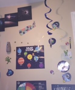 Beistle 10 Piece Solar System Whirls Outer Space Hanging Swirls Educational Classroom Planets Decorations, One size fits most, Multicolored 35 71mb4ZGm wL